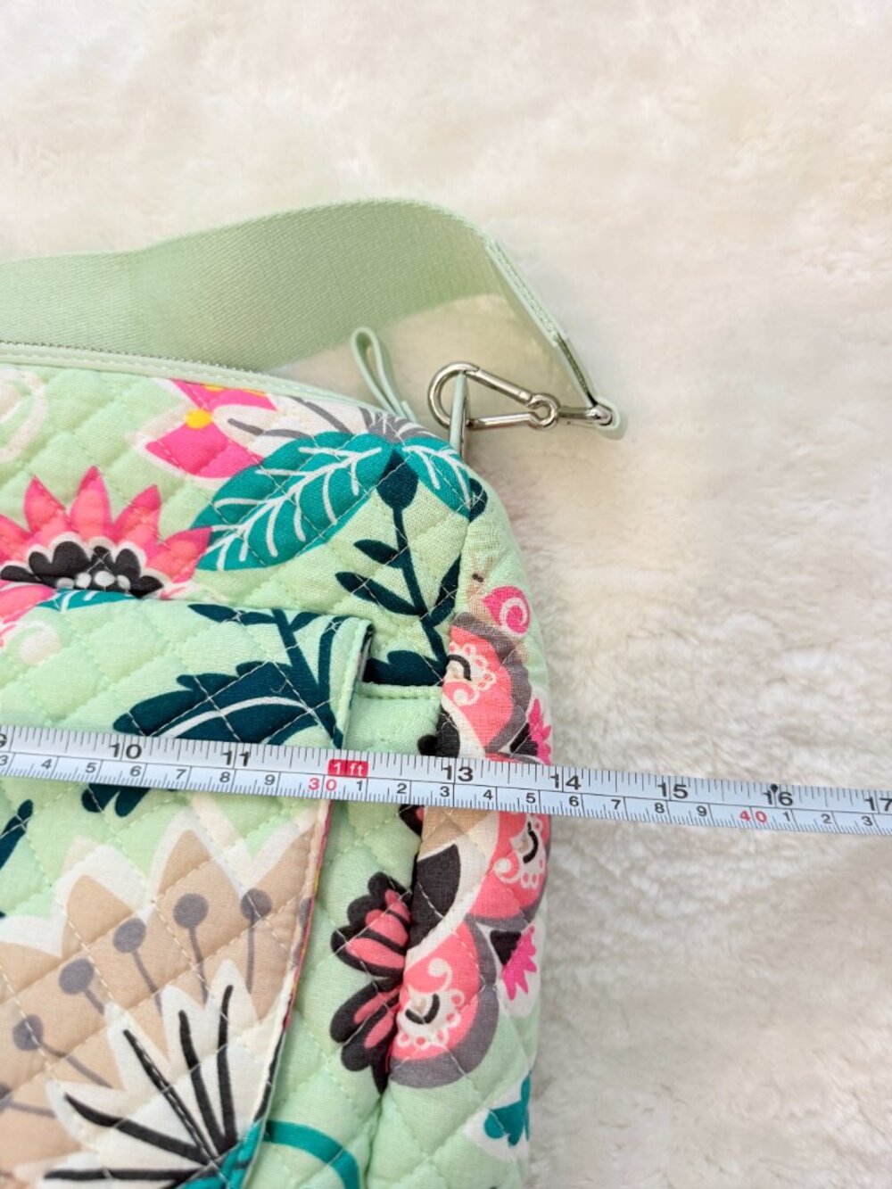NWT Vera Bradley Floral Quilted Convertible Crossbody Shoulder Bag Mint Green - Picture 9 of 10